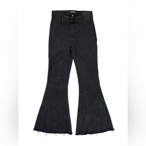 Judy Blue High Waist Super Flare Black Stretch Pull On Jeans Raw Hem Size 1/25